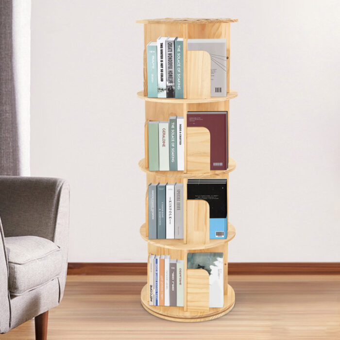 Shaliek H50.4″ 4-Tier Floor Standing Rotating Bookshelf - Chic Decora