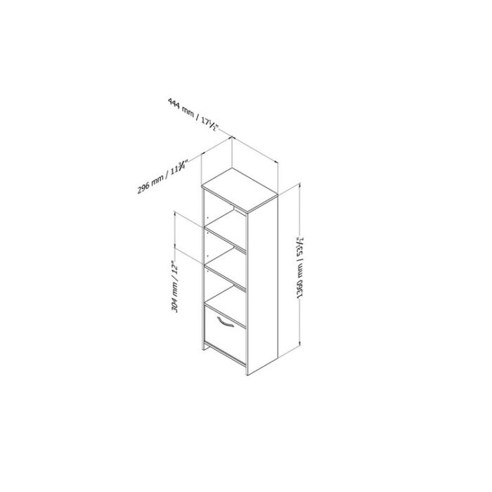 Step One 55.25″ H x 19.5″ W Standard Bookcase - Chic Decora