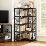 Sukanya 5 Tier Corner Bookcase, Large Display Rack Storage for Bedroom, Living Room - Chic Decora