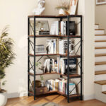 Sukanya 5 Tier Corner Bookcase, Large Display Rack Storage for Bedroom, Living Room - Chic Decora