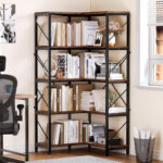 Sukanya 5 Tier Corner Bookcase, Large Display Rack Storage for Bedroom, Living Room - Chic Decora