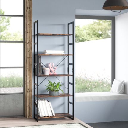 Swinson 62.2” H x 23.6” W Steel Standard Bookcase - Chic Decora