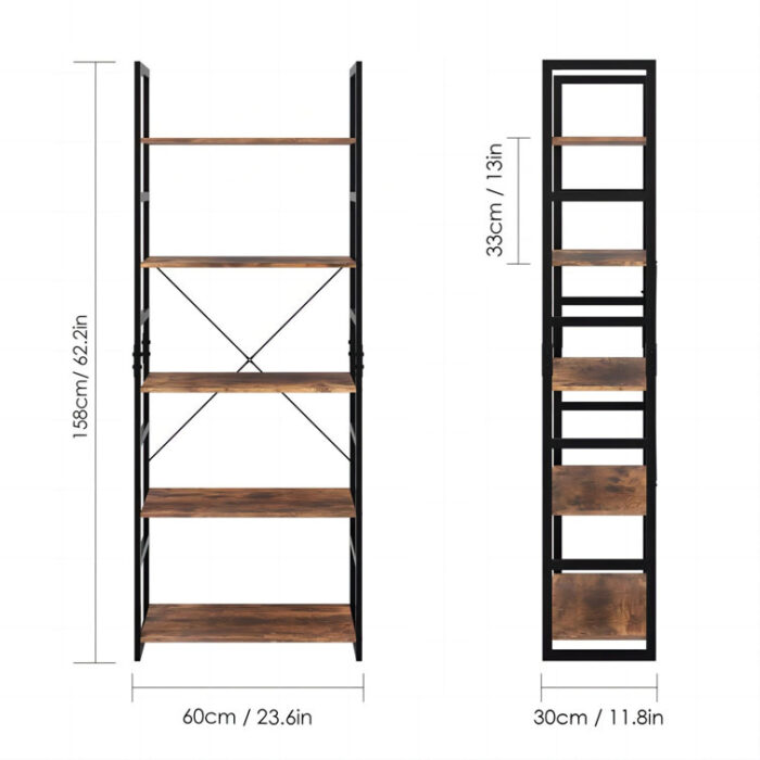 Swinson 62.2” H x 23.6” W Steel Standard Bookcase - Chic Decora