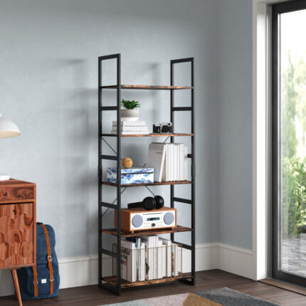 Swinson 62.2” H x 23.6” W Steel Standard Bookcase - Chic Decora