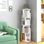 Tashani 4 Tiers Rotating Bookshelf, Floor Standing Bookcase, Corner Organizer Display - Chic Decora