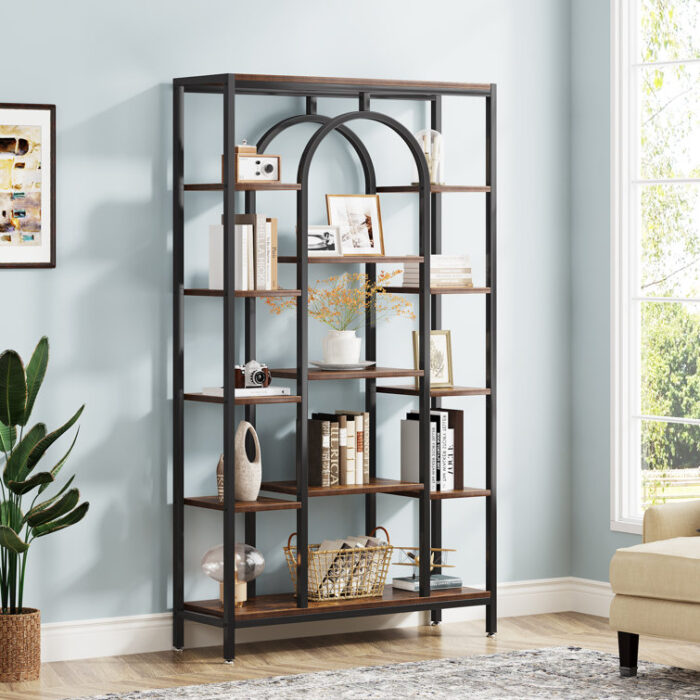 Tonise 70.8″ H Tall Geometric Bookcase - Chic Decora