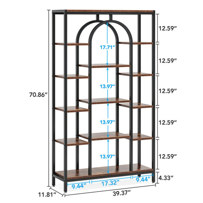 Tonise 70.8″ H Tall Geometric Bookcase - Chic Decora