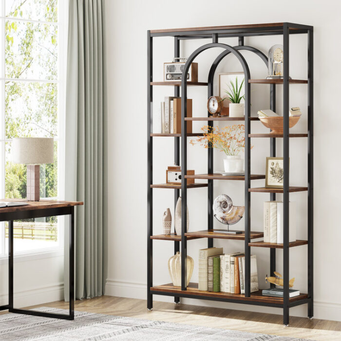 Tonise 70.8″ H Tall Geometric Bookcase - Chic Decora