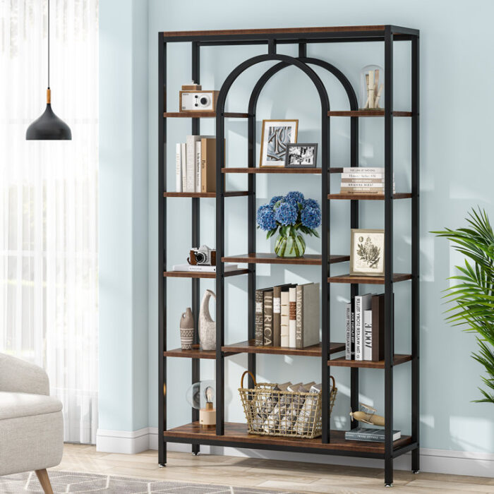 Tonise 70.8″ H Tall Geometric Bookcase - Chic Decora