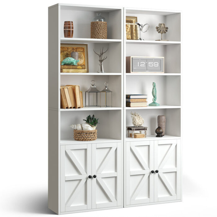 Walli 71.3″H,4-tier Bookshelves and Bookcases with Door - Chic Decora