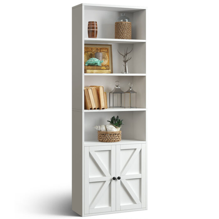 Walli 71.3″H,4-tier Bookshelves and Bookcases with Door - Chic Decora