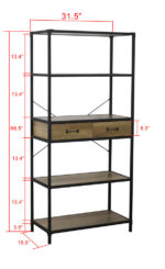 Karon 68.5″ H x 31.5″ W Etagere Bookcase with 2 Drawers - Chic Decora