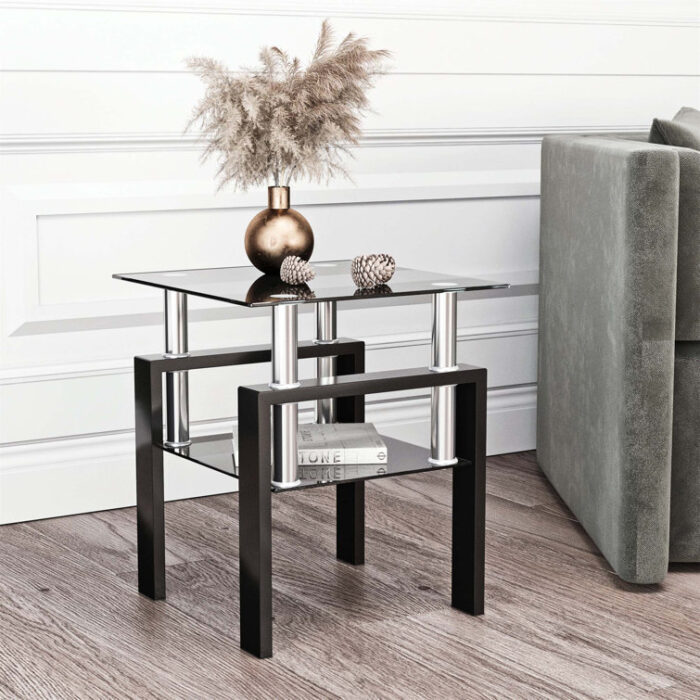 1-Piece Modern Tempered Glass Tea Table Coffee Table End Table - Chic Decora