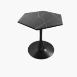 31.50″ Modern Hexagonal Coffee Table with White Printed Marble Top and Metal Base - Chic Decora