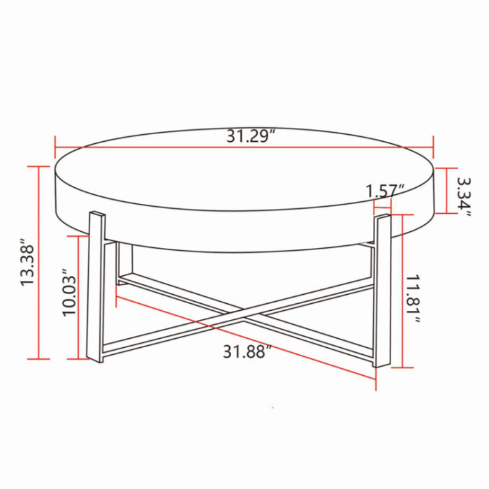 33.86″Modern Retro Splicing Round Coffee Table, Fir Wood Table Top With Cross Legs Base - Chic Decora