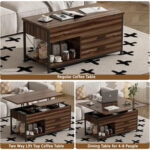 42″ Lift Top Coffee Table, 4 in 1 Multi-Function Coffee Table - Chic Decora