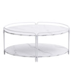 Ahlgren Faux Marble Coffee Table Cocktail Tables Steel - Chic Decora