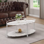 Ahlgren Faux Marble Coffee Table Cocktail Tables Steel - Chic Decora