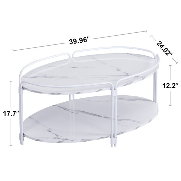 Ahlgren Faux Marble Coffee Table Cocktail Tables Steel - Chic Decora