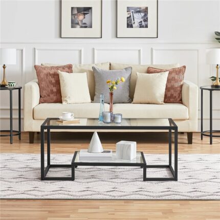 Ailer Glass Top Coffee Table - Chic Decora