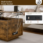 Ajhani Lift Top Coffee Table with LED Lights & Charging Station - Chic Decora