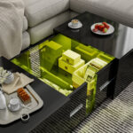 Ajhani Small Led Coffee Table With Retractable Hidden Compartment - Chic Decora