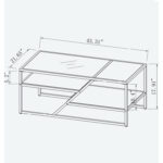 Alekya Modern Glass Coffee Table with Metal Frame, Living Room Table with Storage Shelf - Chic Decora