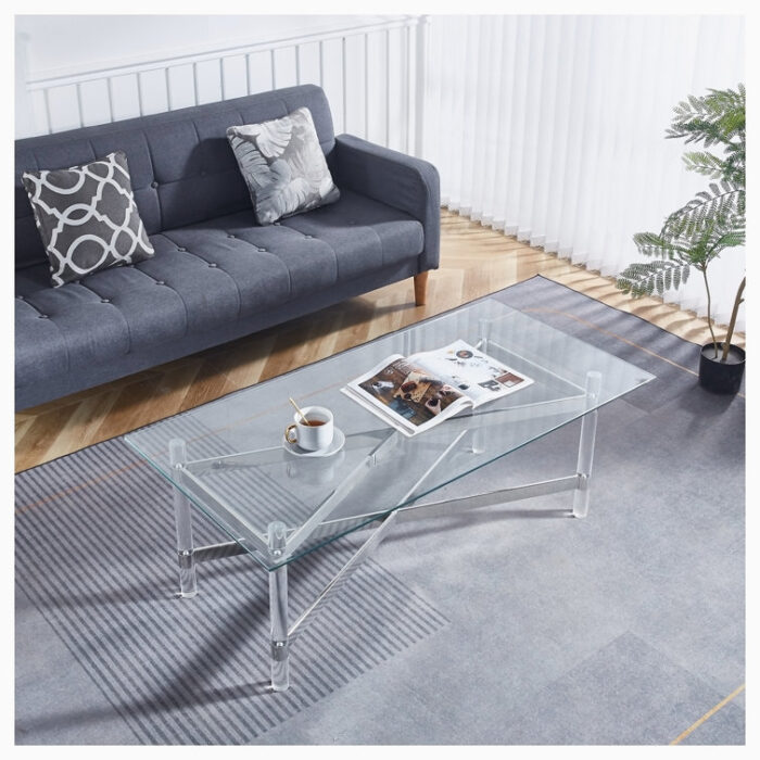 Ambre Glass Top Coffee Table - Chic Decora