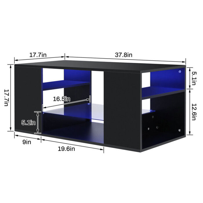 Amillia Coffee Table with Smart APP Controlled LED Light - Chic Decora