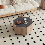 Anajah Hexagonal Rural Style Garden Retro Coffee Table with 2 drawers - Chic Decora