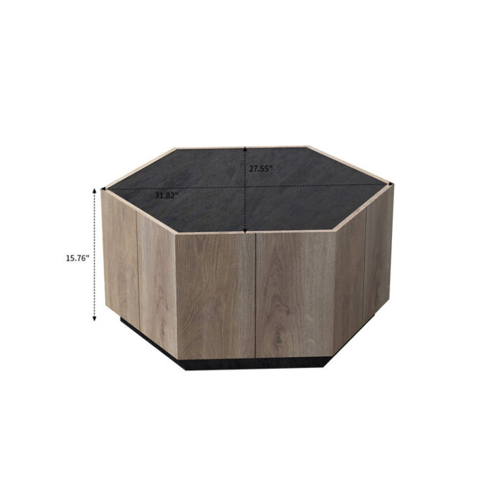 Anajah Hexagonal Rural Style Garden Retro Coffee Table with 2 drawers - Chic Decora