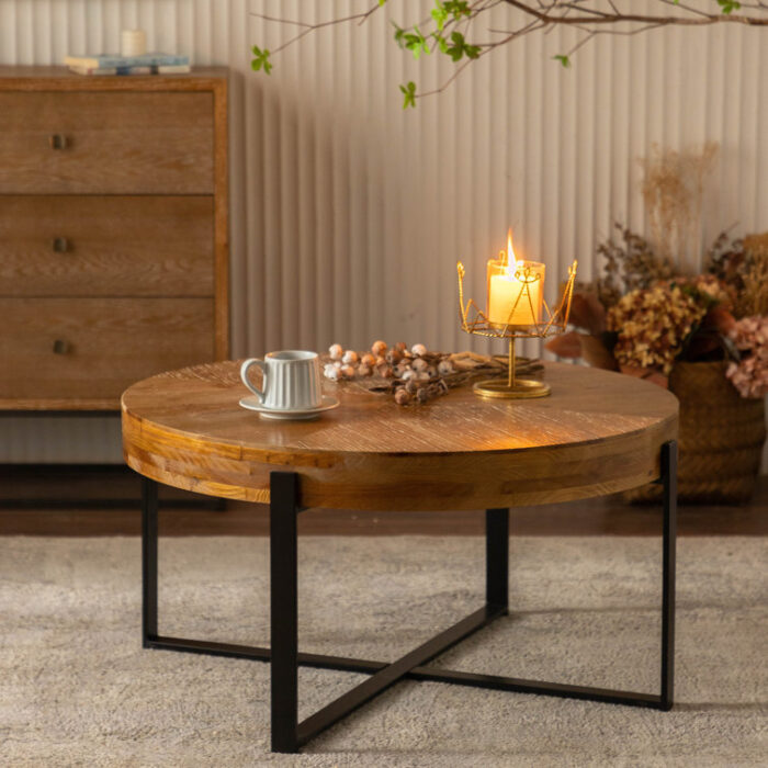 Artricia Solid Wood Top Coffee Table - Chic Decora