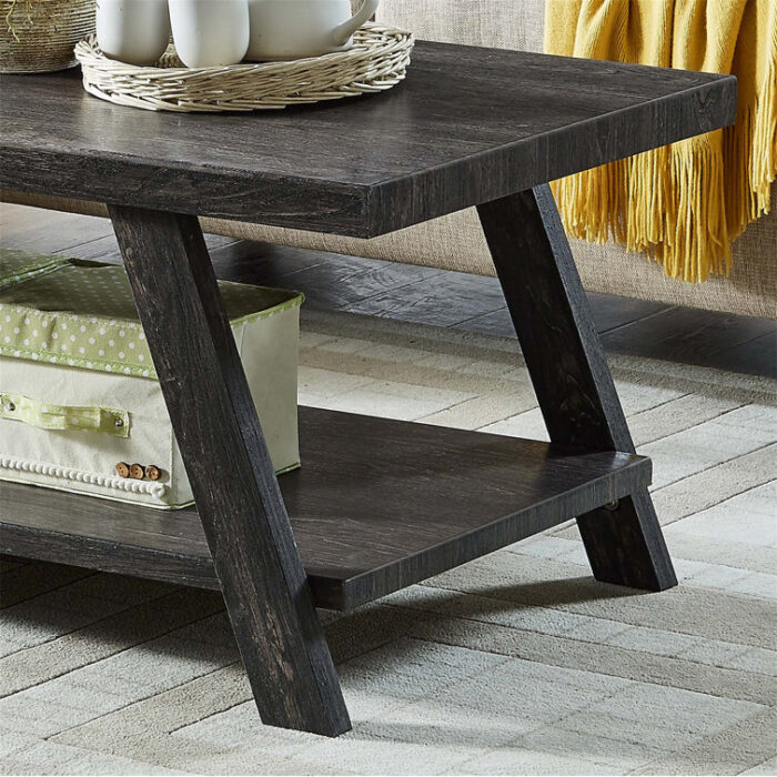 Athens Contemporary Two-Tone Wood Shelf Coffee Table - Chic Decora