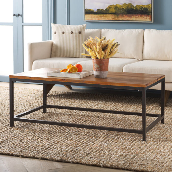 Auton Solid Wood Top Coffee Table - Chic Decora