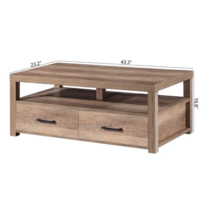 Avgoustinos Frame Coffee Table with Storage Drawers - Chic Decora