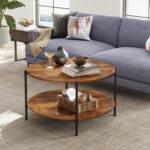 Aydenn Vintage 33″ Round Coffee Table Storage - Chic Decora