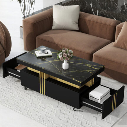 Azaliyah Coffee Table with storage,Cocktail Table with Caster Wheels, living room table - Chic Decora