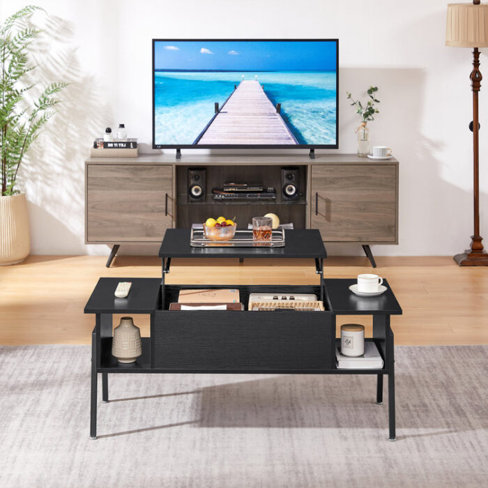 Berck Lift Top Coffee Table with Storage Shelf and Hidden Compartment - Chic Decora