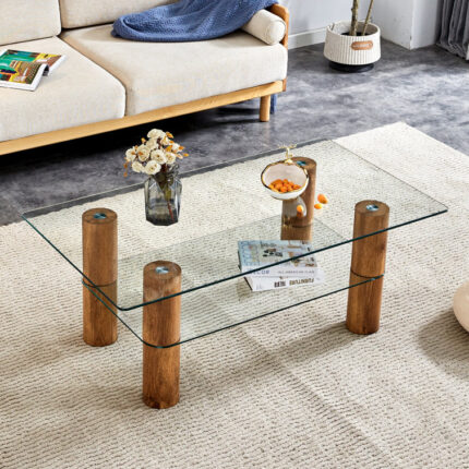 Bernadien Double-Layer Glass Coffee Table - Chic Decora