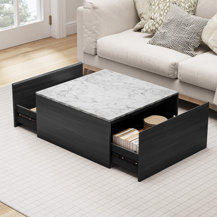 Bernetha Coffee Table with Two Drawers - Chic Decora