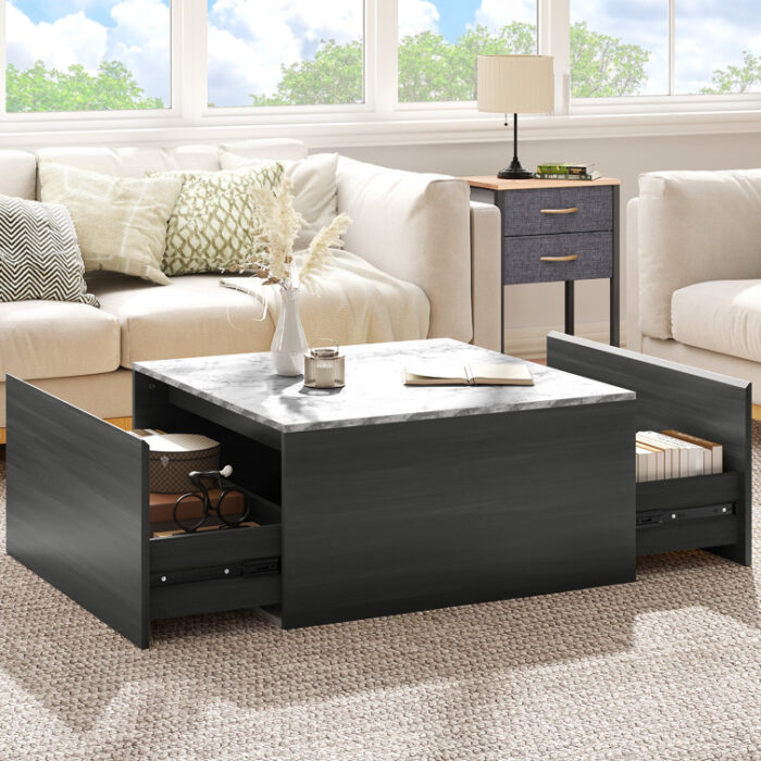 Bernetha Coffee Table with Two Drawers - Chic Decora