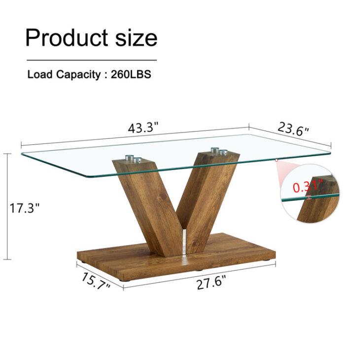 Bertelli Glass Top Single Coffee Table - Chic Decora