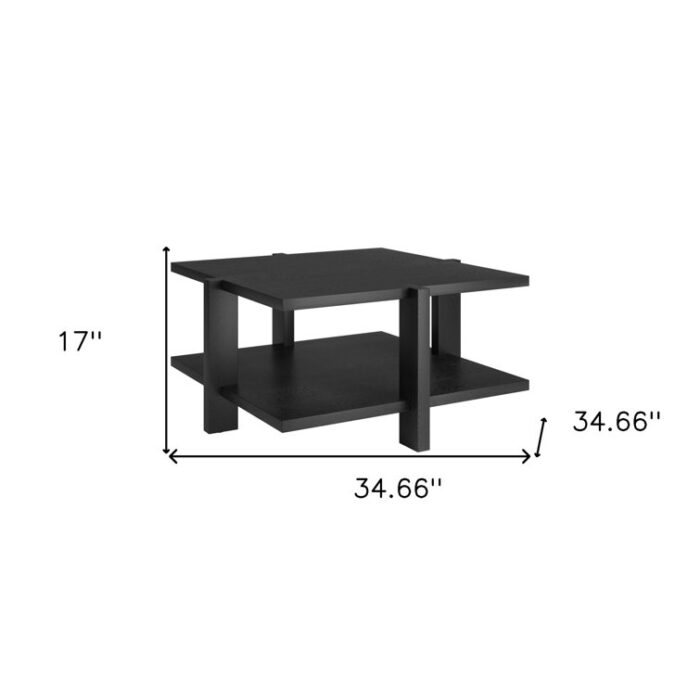 Blaisdel 35″ Square Coffee Table With Shelf - Chic Decora