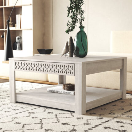 Cabral 4 Legs Coffee Table with Storage - Chic Decora