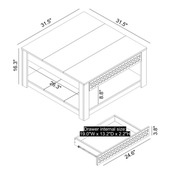 Brandarius 4 Legs Coffee Table with Storage - Chic Decora