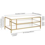 Brehmer 46″ Glass And Steel Coffee Table With Two Shelves - Chic Decora