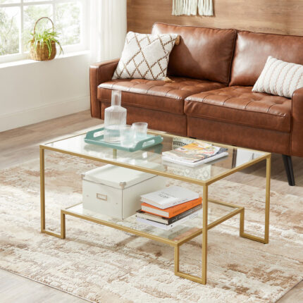 Bundy Glass Top Coffee Table - Chic Decora