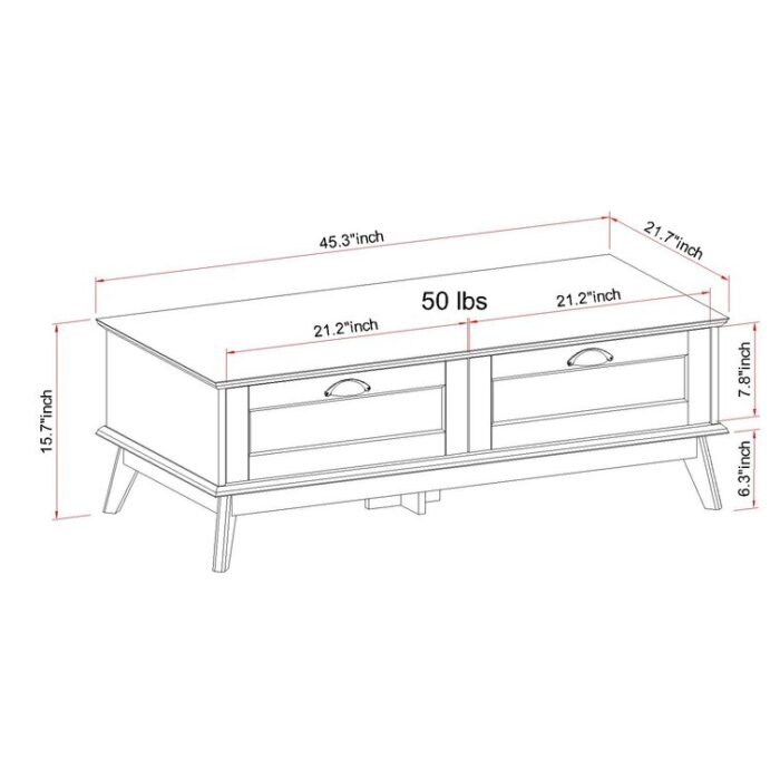 Cabral 4 Legs Coffee Table with Storage - Chic Decora