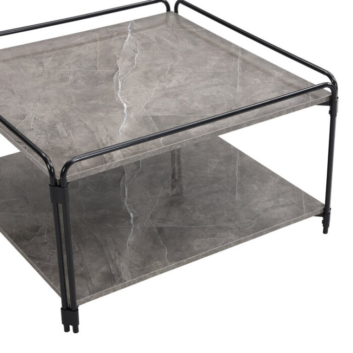 Chari Square Coffee Tables Faux Marble 4 Legs - Chic Decora