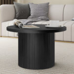 Charleily Pedestal Wood Round 35.4″ Coffee Table - Chic Decora